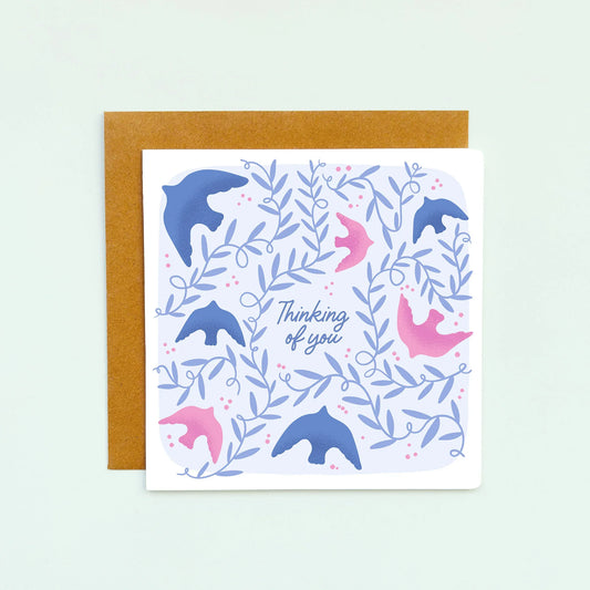 Gentle Birds Thinking of You Card - Patterns&Doodles