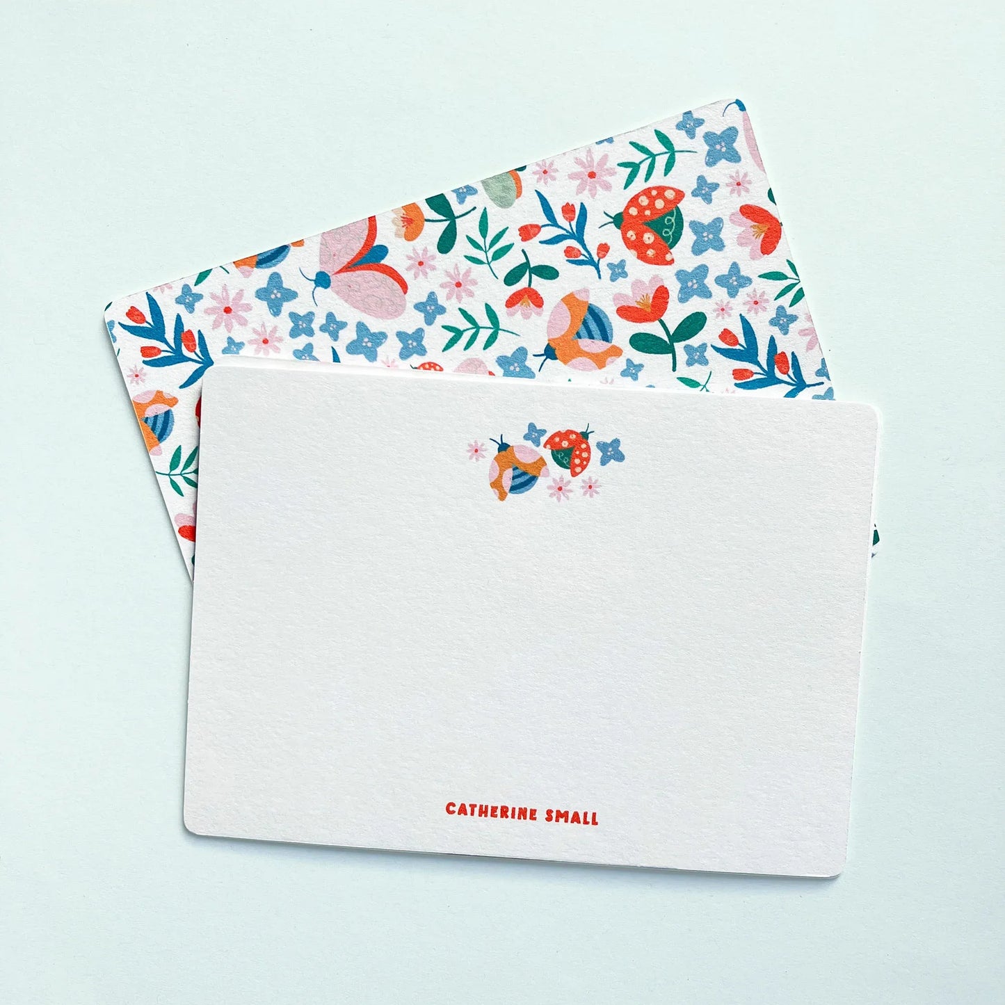 Personalised notecards pack - Butterflies and Ladybugs - Patterns&Doodles