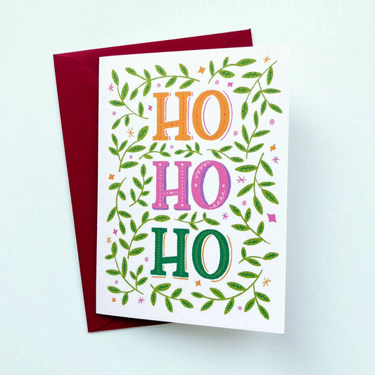 Ho Ho Ho Christmas Greeting Card - Patterns&Doodles