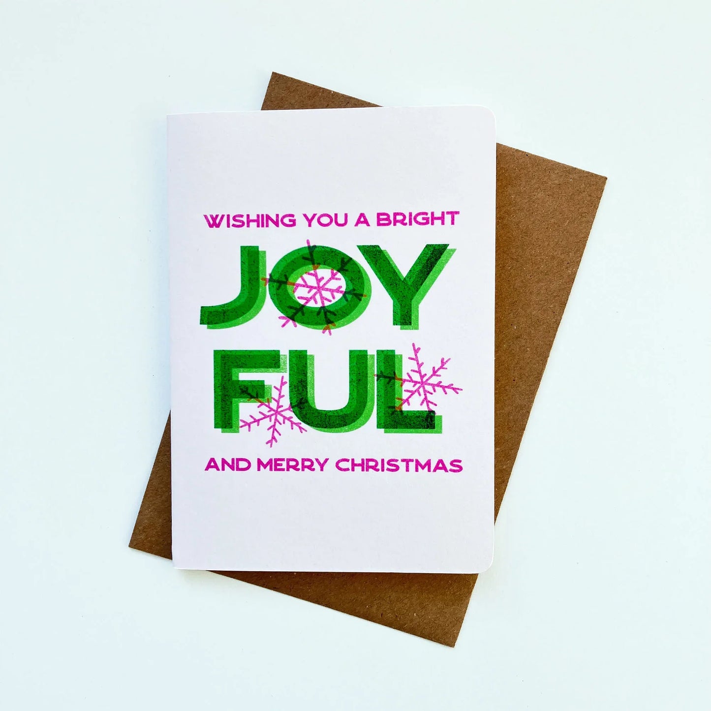 Risograph Christmas Card - Bright, Joyful & Merry Christmas - Single or Set - Patterns&Doodles