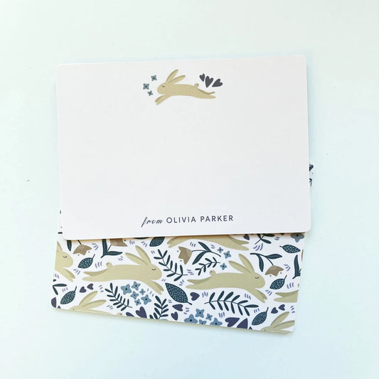 Personalised Notecards Pack - Forest Rabbits - Patterns&Doodles