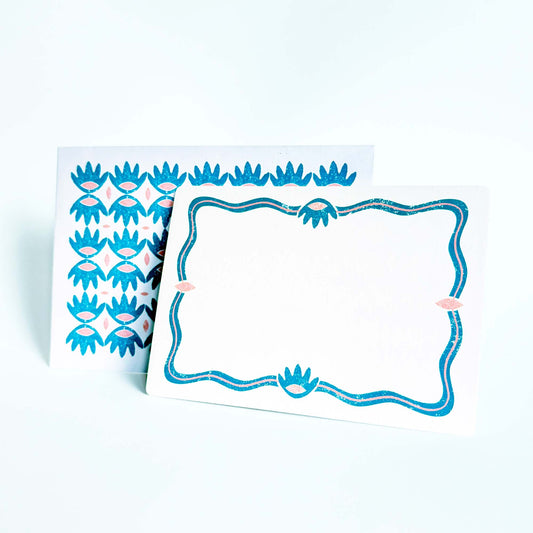 Set of Notecards And Envelopes - Stamped in Blue