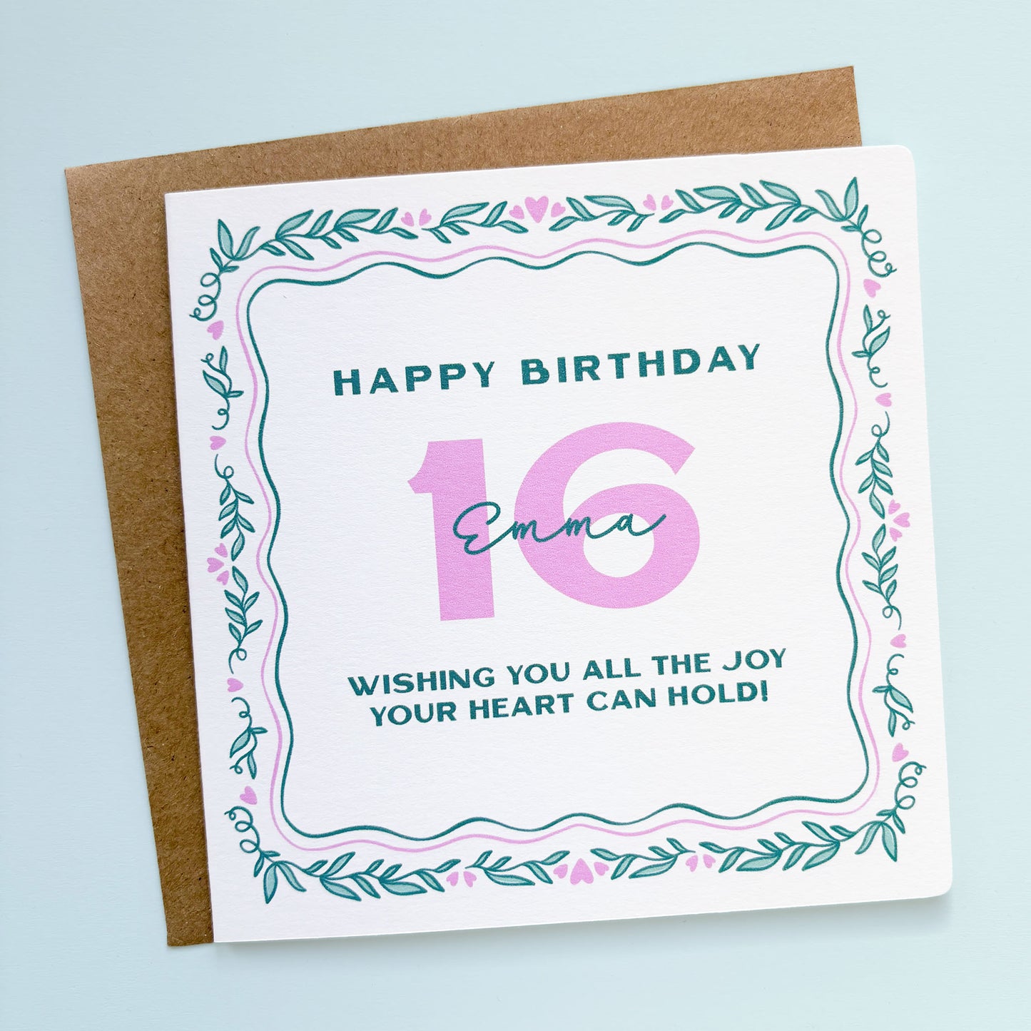 Personalised 16th Birthday Card with Message