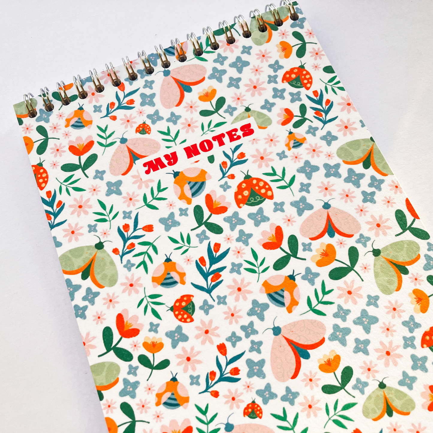 Handmade Spiral Lined Notebook - Butterflies and Ladybugs