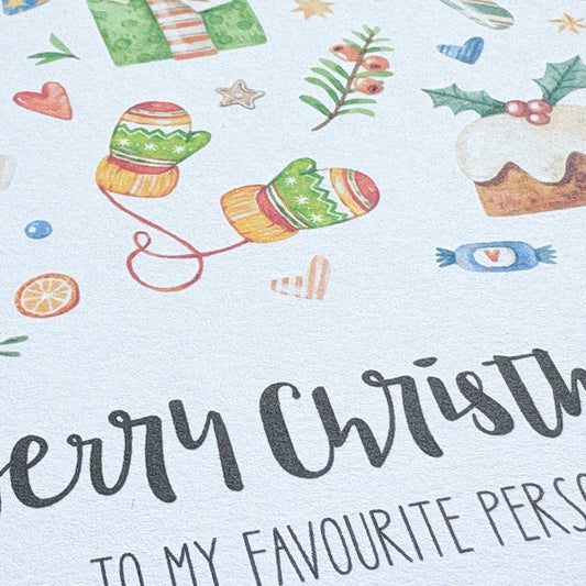 Personalised Luxury Christmas card - Handmade card for favourite person