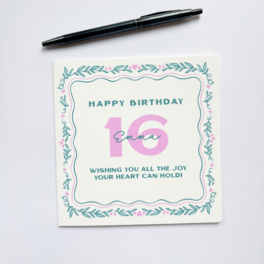 Personalised 16th Birthday Card