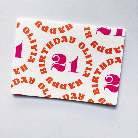 Personalised 21st Birthday Card - Minimalist Typography