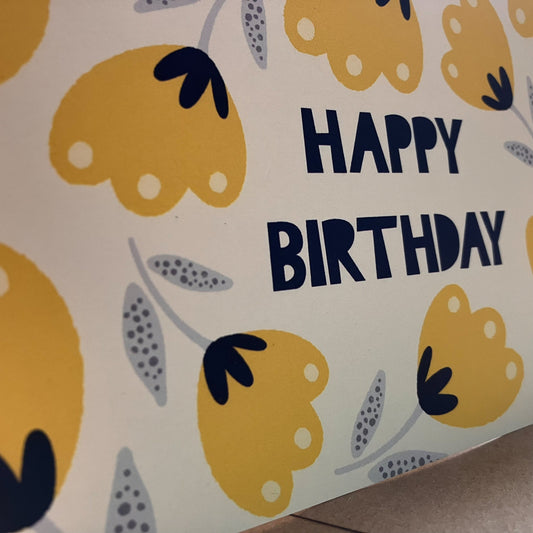 Quirky Yellow Flowers Birthday Card