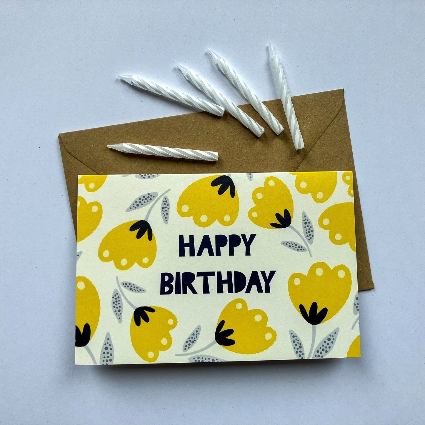 Quirky Yellow Flowers Birthday Card