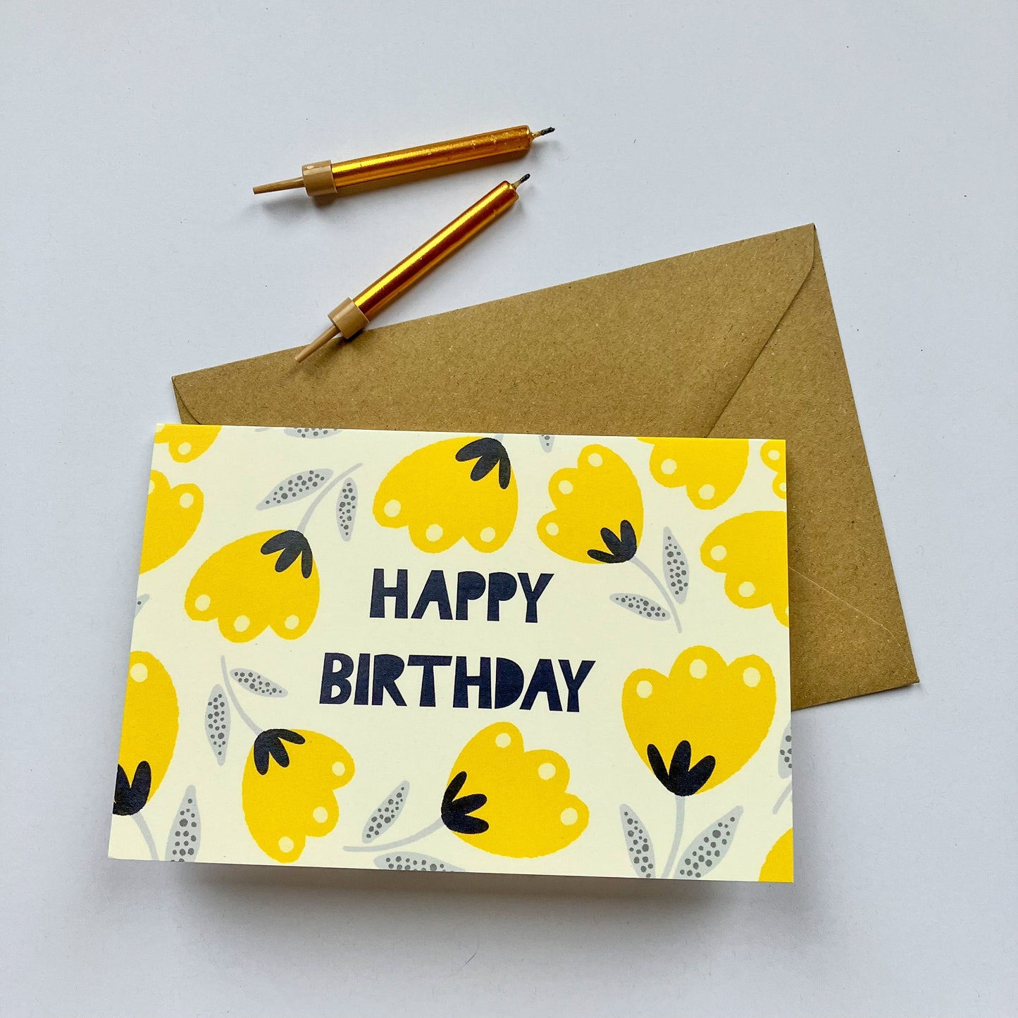 Quirky Yellow Flowers Birthday Card