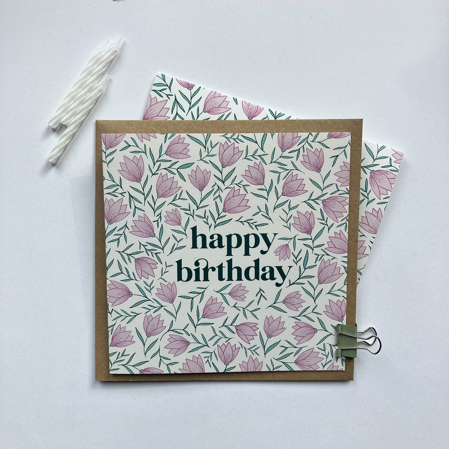 Pink Floral - Birthday Greeting Card