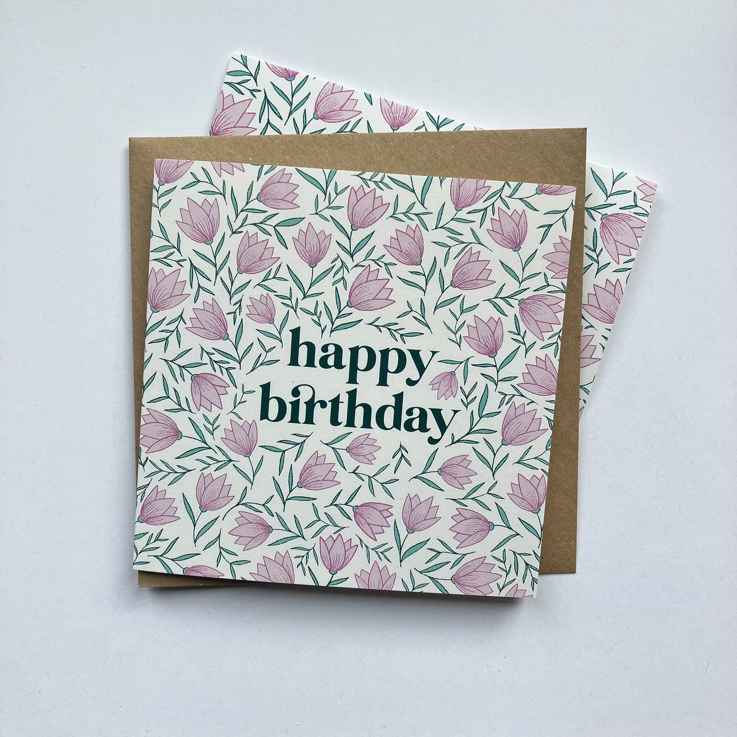 Pink Floral - Birthday Greeting Card