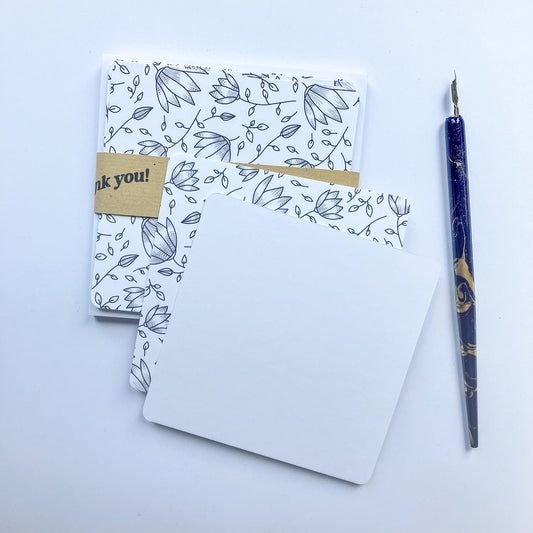 Thank you note card set, Floral notecard set, Thank you notecard pack, Floral print illustrated notecards, All-occasion notecard set