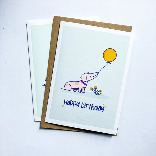 Happy birthday card for dog lovers, Illustrated birthday card, Cute birthday card for a friend