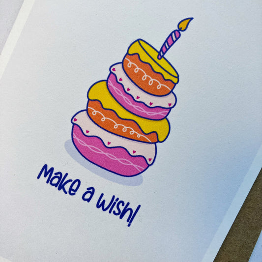 Birthday cake greeting card, Make a wish card for friend, Birthday greeting card for family or colleagues, Best friend greeting card