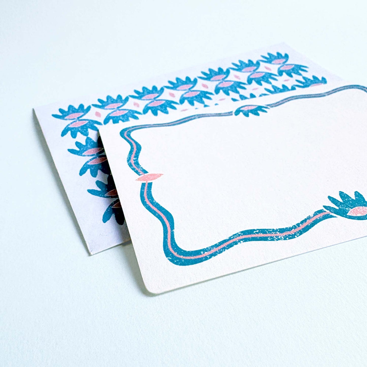 Set of Notecards And Envelopes - Stamped in Blue
