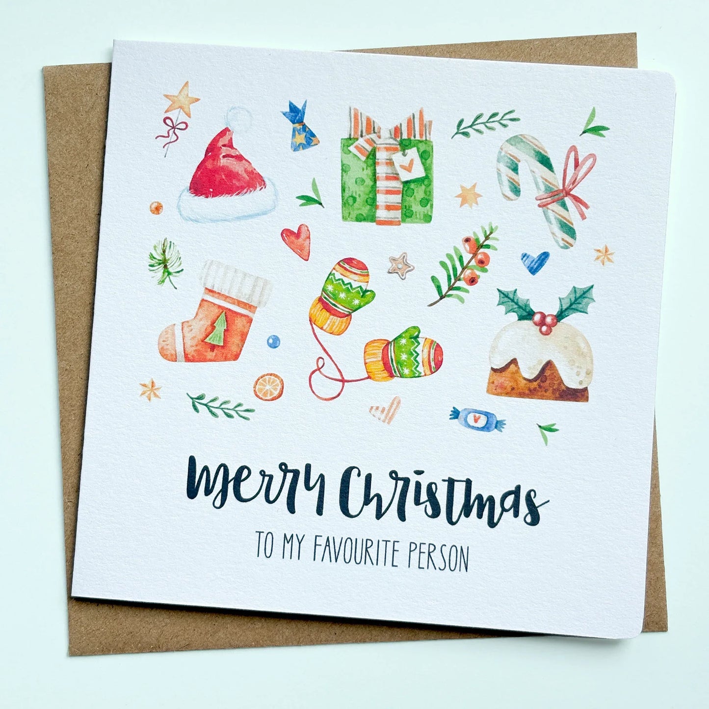 Personalised Luxury Christmas Card for a Favourite Person - Patterns&Doodles