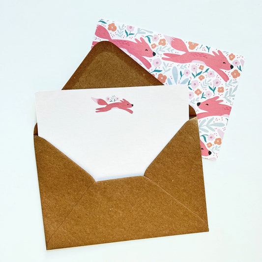 Running Foxes Personalised Thank You Note Cards - Patterns&Doodles