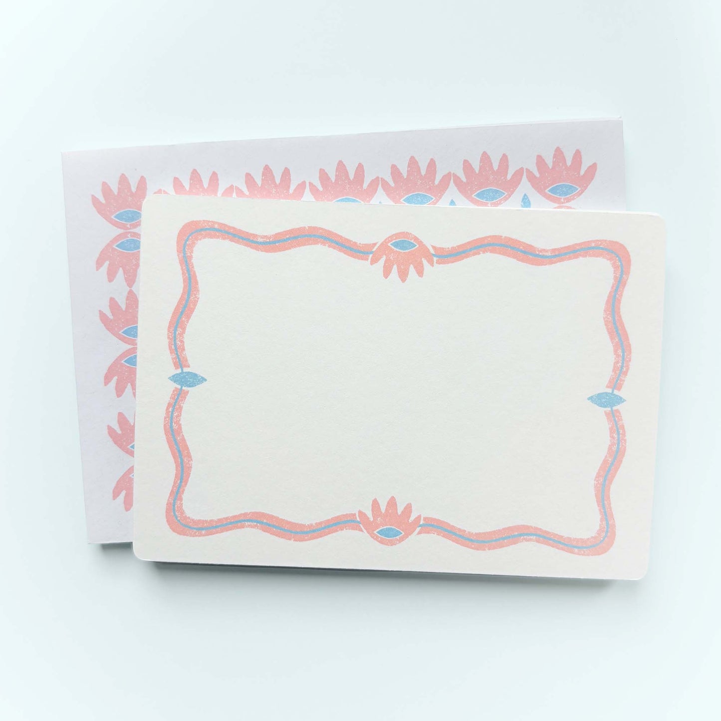 Set of Notecards And Envelopes - Stamped in Pink
