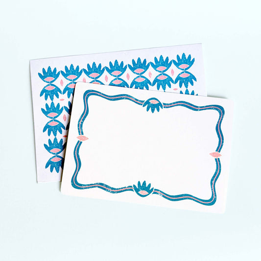 Set of Notecards And Envelopes - Stamped in Blue