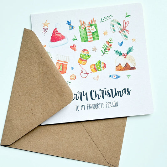 Personalised Luxury Christmas Card for a Favourite Person - Patterns&Doodles