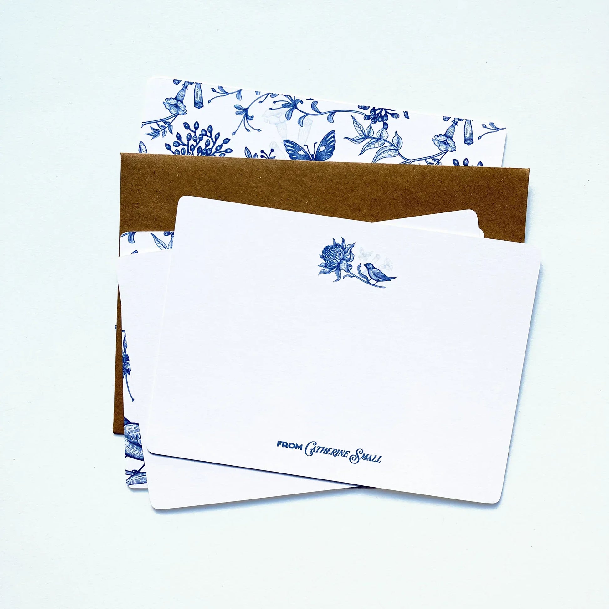 Botanical Flowers and Birds Personalised Note Cards - Patterns&Doodles