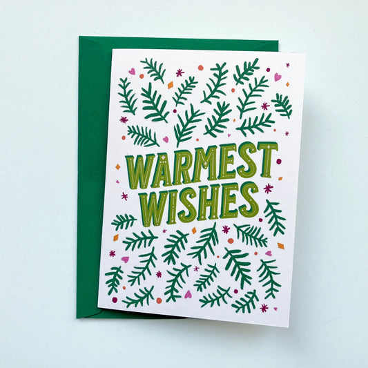 Warmest Wishes Christmas Greeting Card - Patterns&Doodles