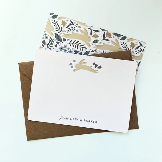 Personalised Notecards Pack - Forest Rabbits - Patterns&Doodles
