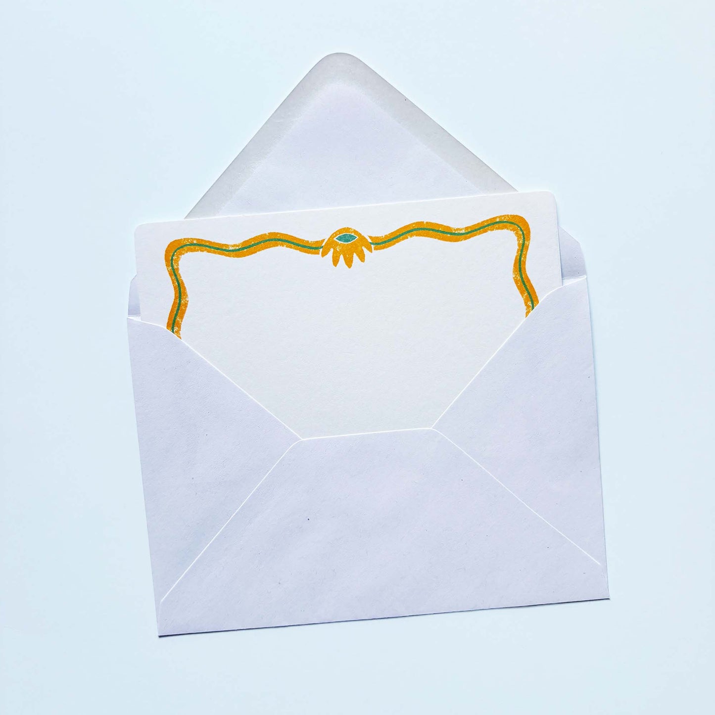 Set of Notecards And Envelopes - Stamped in Yellow