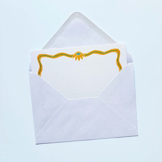 Set of Notecards And Envelopes - Stamped in Yellow
