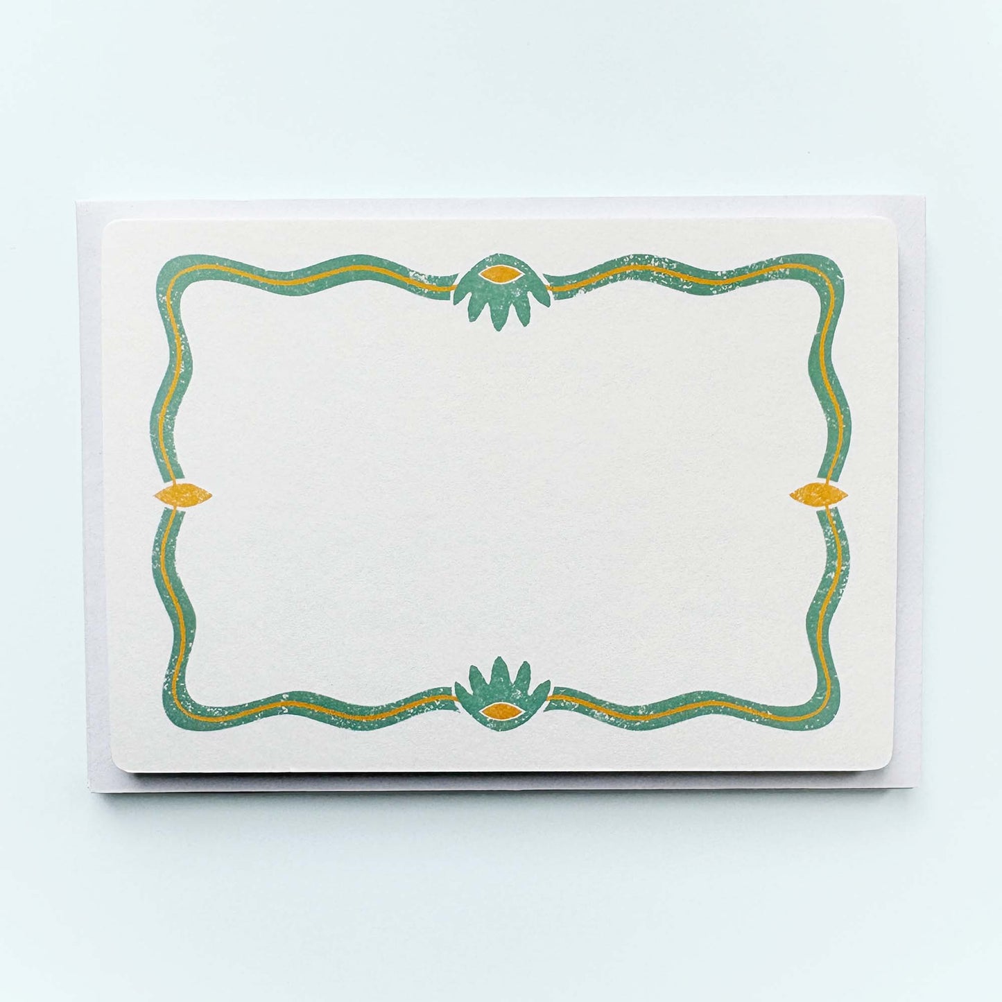 Set of Notecards And Envelopes - Stamped in Green