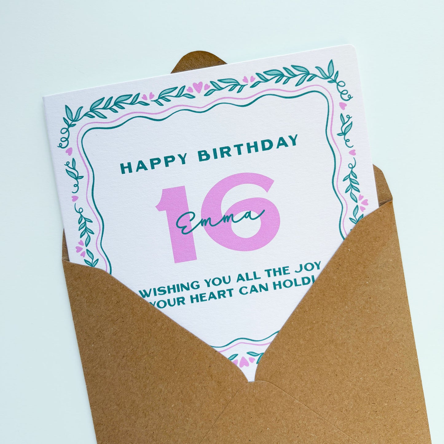Personalised 16th Birthday Card with Message