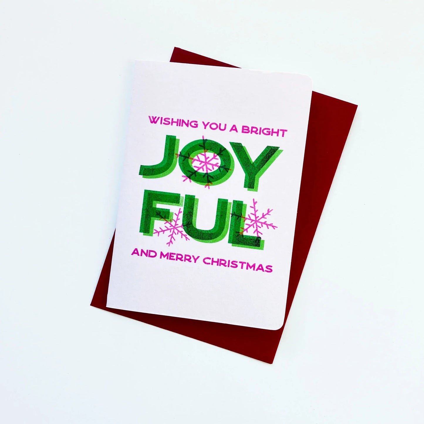 Risograph Christmas Card - Bright, Joyful & Merry Christmas - Single or Set - Patterns&Doodles
