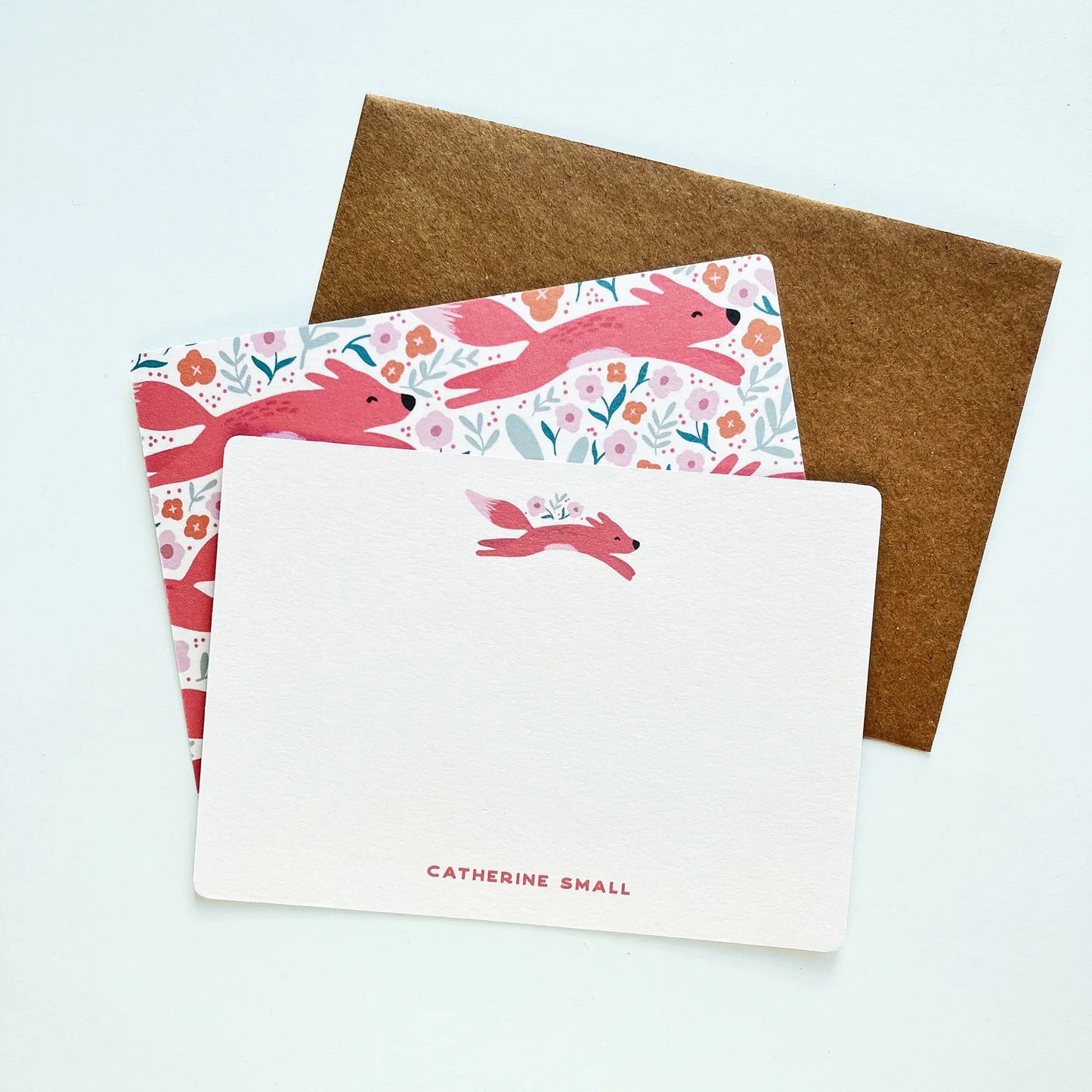 Running Foxes Personalised Thank You Note Cards - Patterns&Doodles
