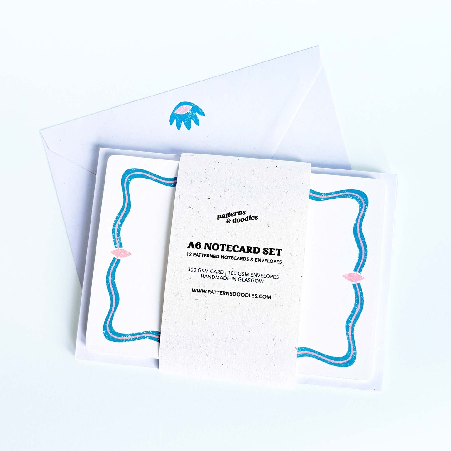 Set of Notecards And Envelopes - Stamped in Blue