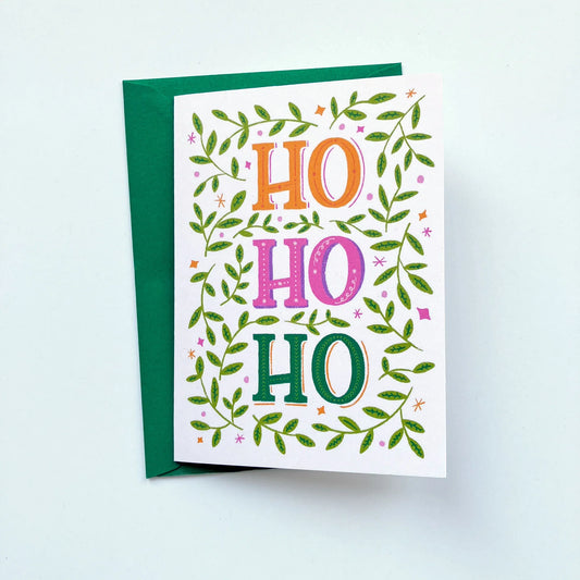 Ho Ho Ho Christmas Greeting Card - Patterns&Doodles