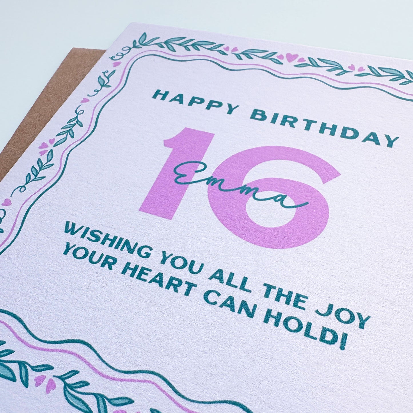 Personalised 16th Birthday Card with Message