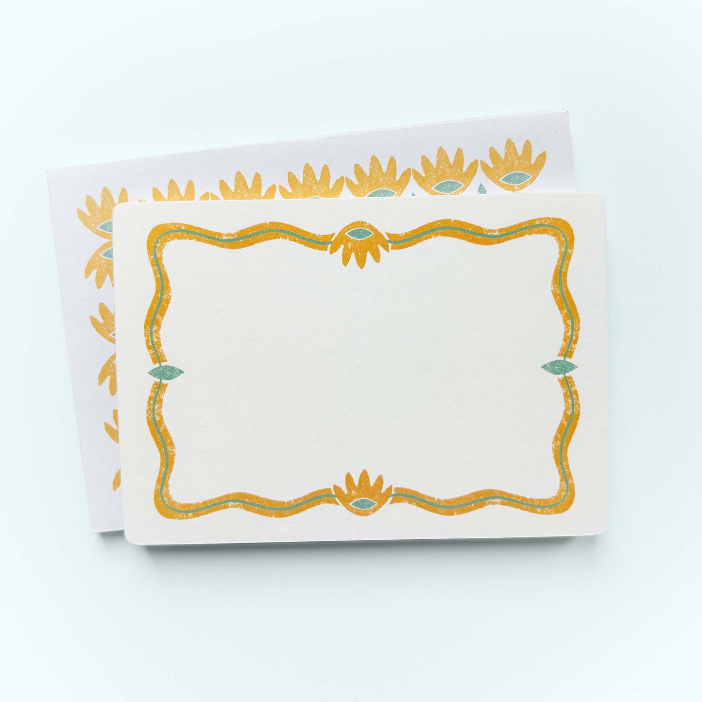 Set of Notecards And Envelopes - Stamped in Yellow