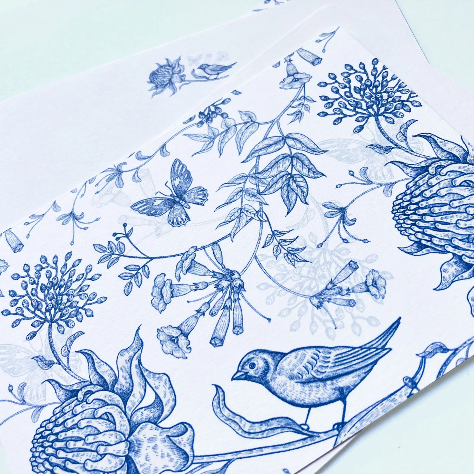 Botanical Flowers and Birds Personalised Note Cards - Patterns&Doodles