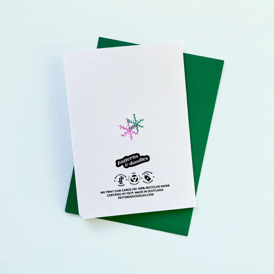 Risograph Christmas Card - Bright, Joyful & Merry Christmas - Single or Set - Patterns&Doodles