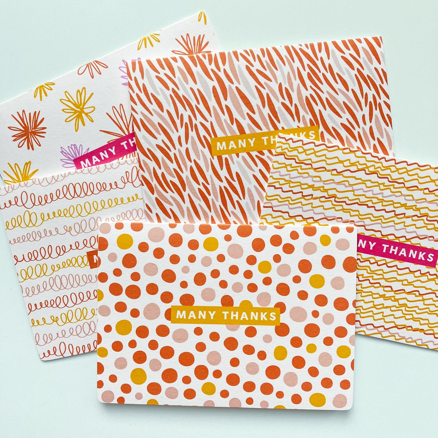 Thank You Cards Bundle of 5 - Pastel Many Thanks