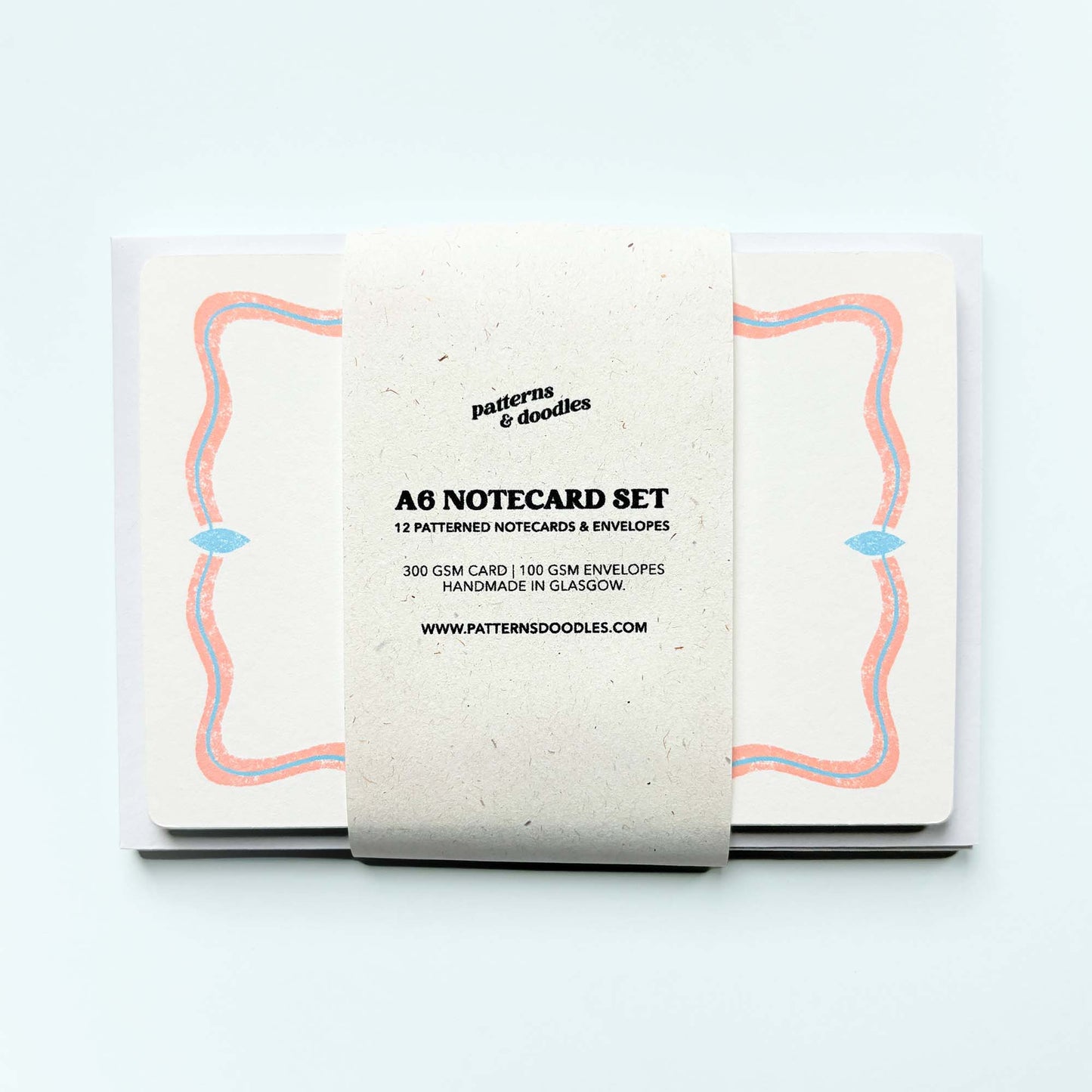 Set of Notecards And Envelopes - Stamped in Pink