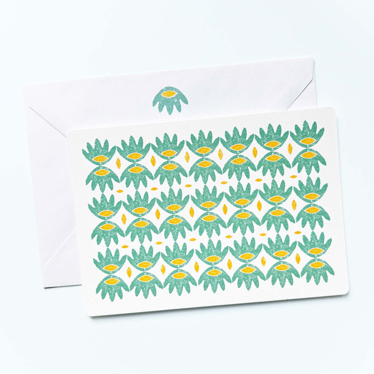 Set of Notecards And Envelopes - Stamped in Green