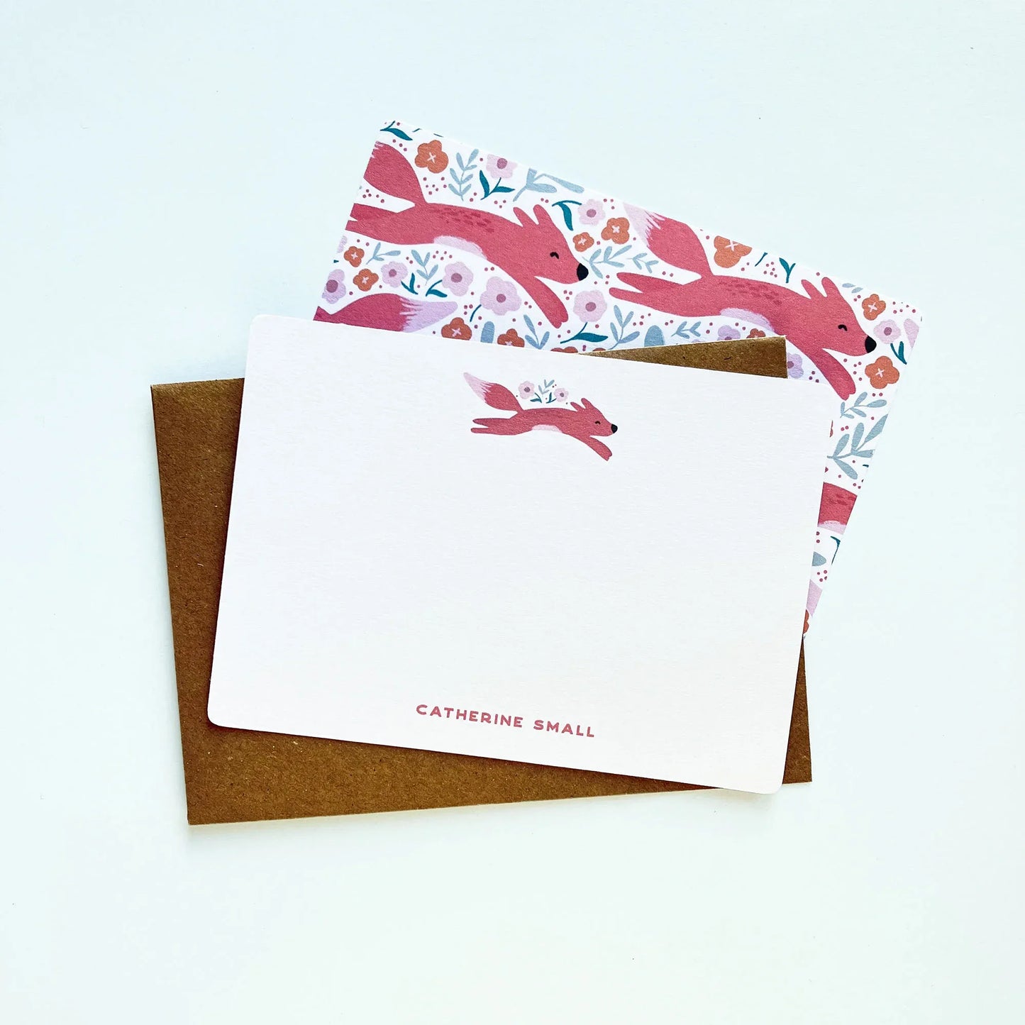 Running Foxes Personalised Thank You Note Cards - Patterns&Doodles