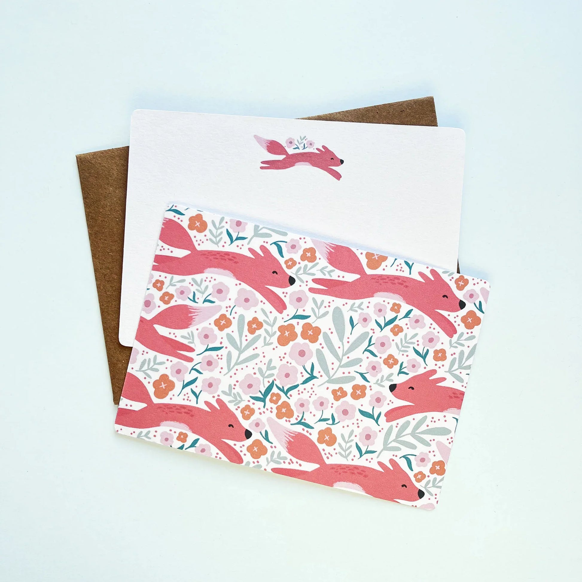 Running Foxes Personalised Thank You Note Cards - Patterns&Doodles