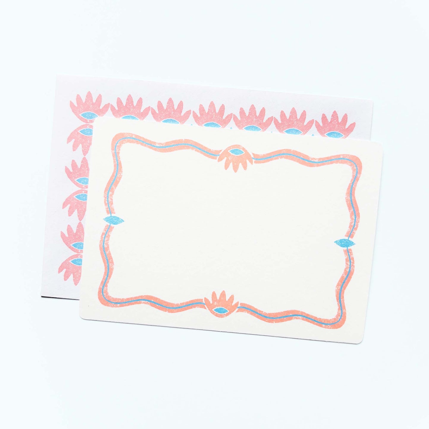 Set of Notecards And Envelopes - Stamped in Pink