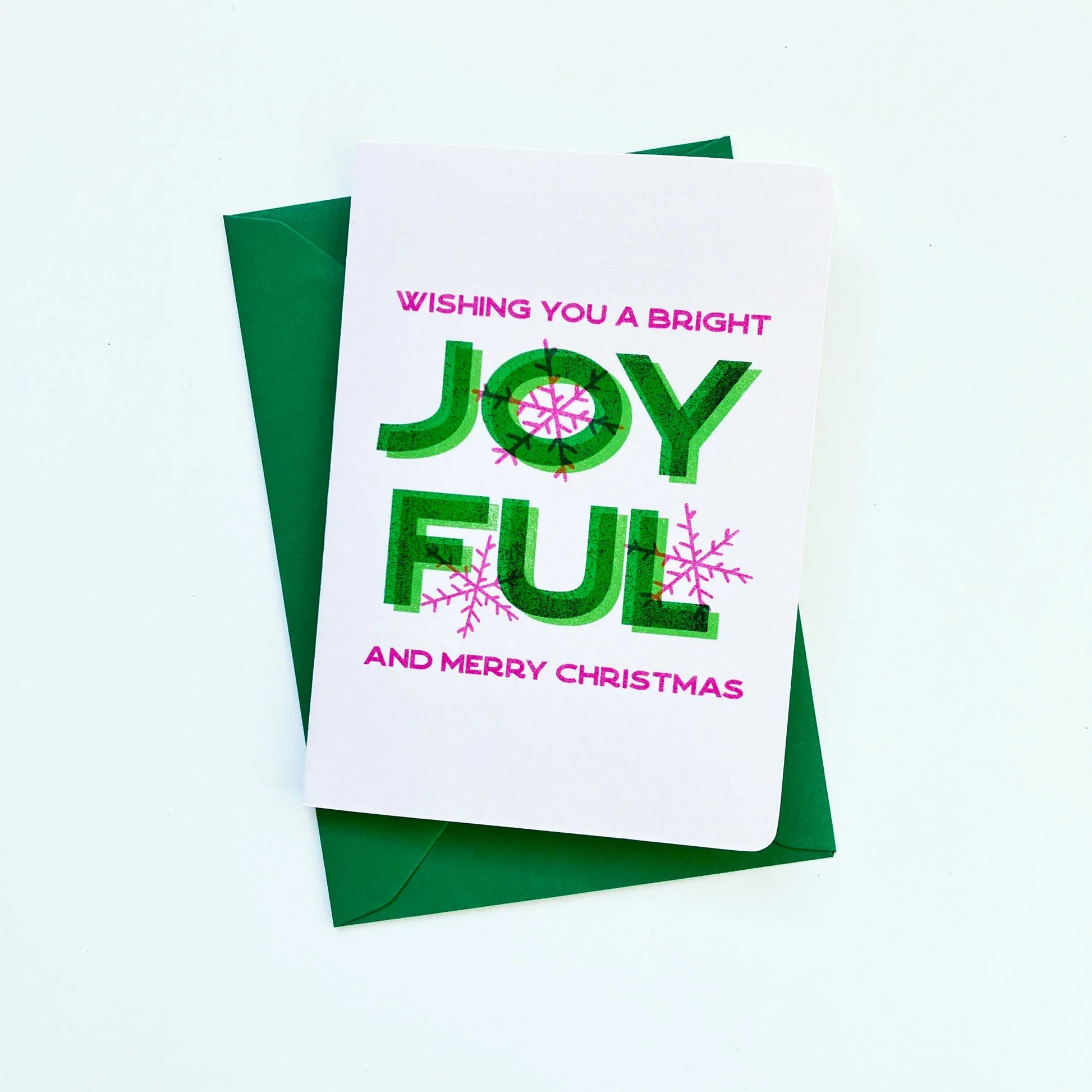 Risograph Christmas Card - Bright, Joyful & Merry Christmas - Single or Set - Patterns&Doodles
