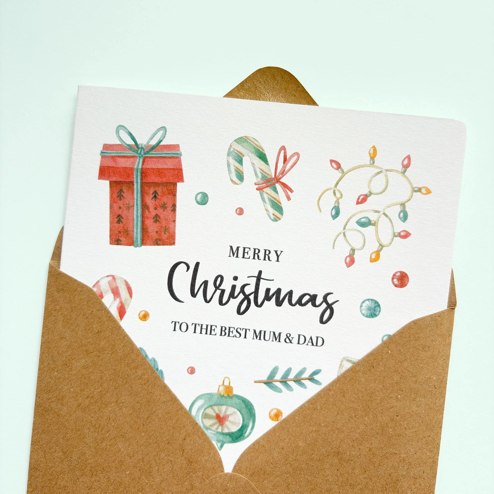Personalised Watercolour Christmas Card for Mum and Dad - Patterns&Doodles