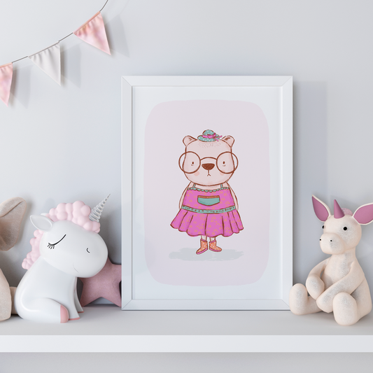 Millicent The Clever Bear Nursery Print