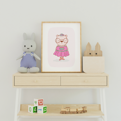 Millicent The Clever Bear Nursery Print